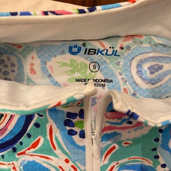 IBKUL Paisley Sarah Seafoam Blue Sleeveless Performance Dress Golf Swim Beach S - Picture 6 of 10